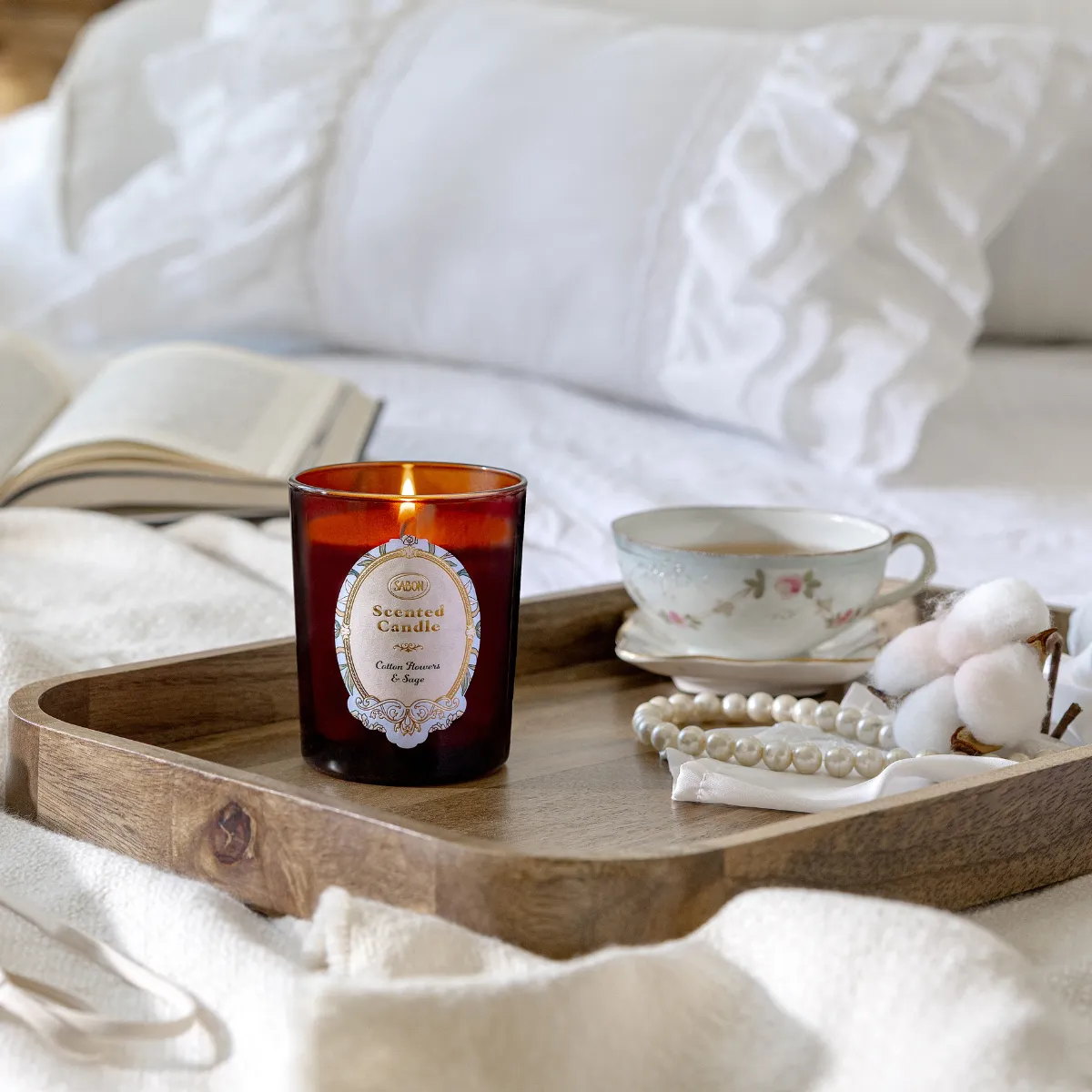 Sabon Cotton Flowers Sage bougie parfumée coton 40 h