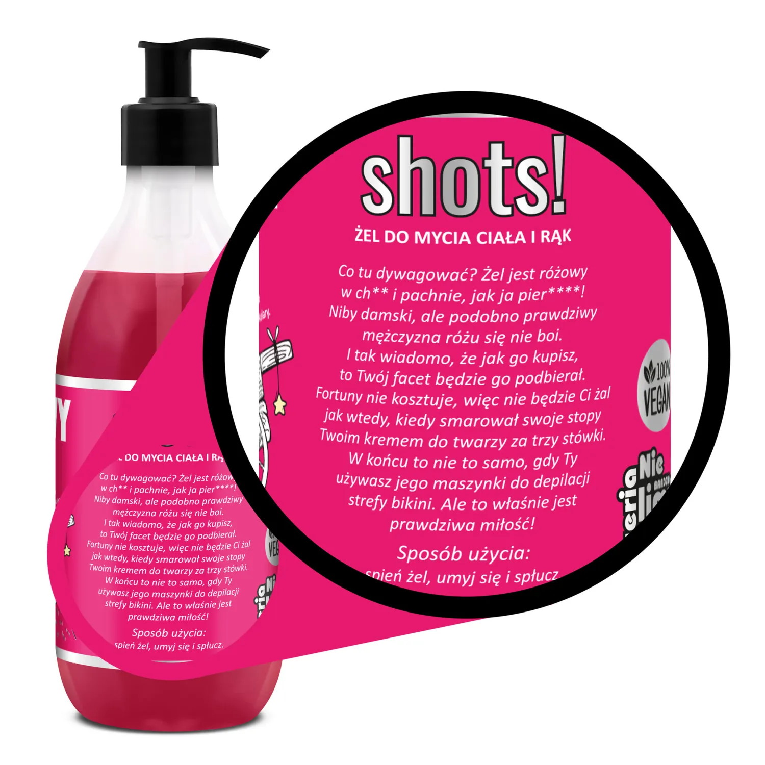 LaQ Shots rose gel douche 500 ml extraits plantes