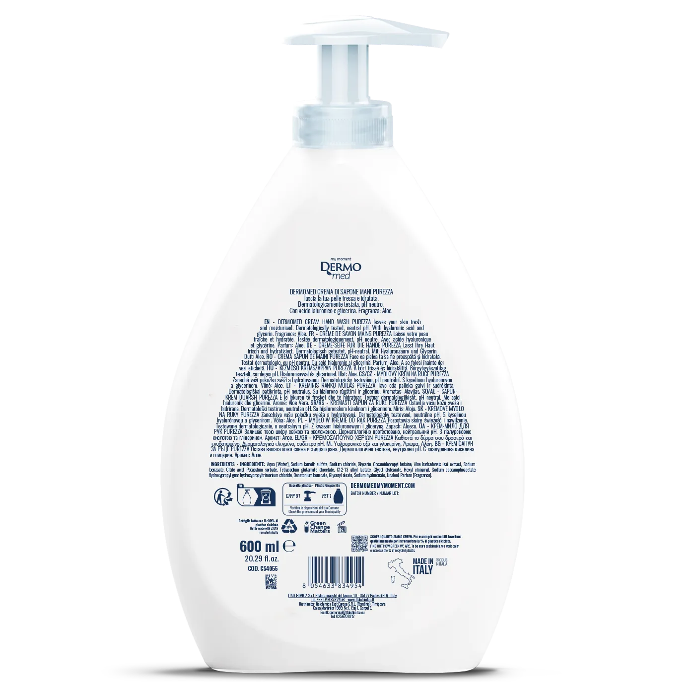 Dermomed Purezza savon liquide mains aloé hydratant