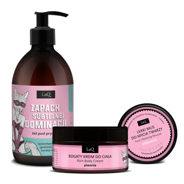 LaQ Peony coffret soin gel + crème + mousse visage