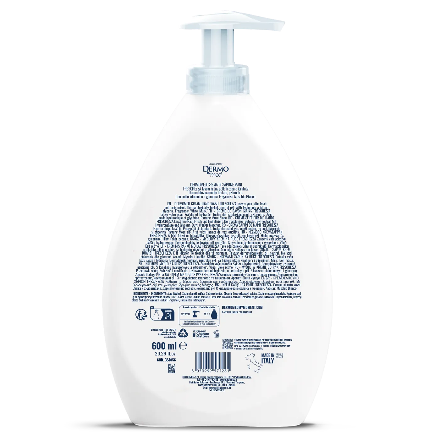 Dermomed Musc Blanc savon liquide mains hydratant