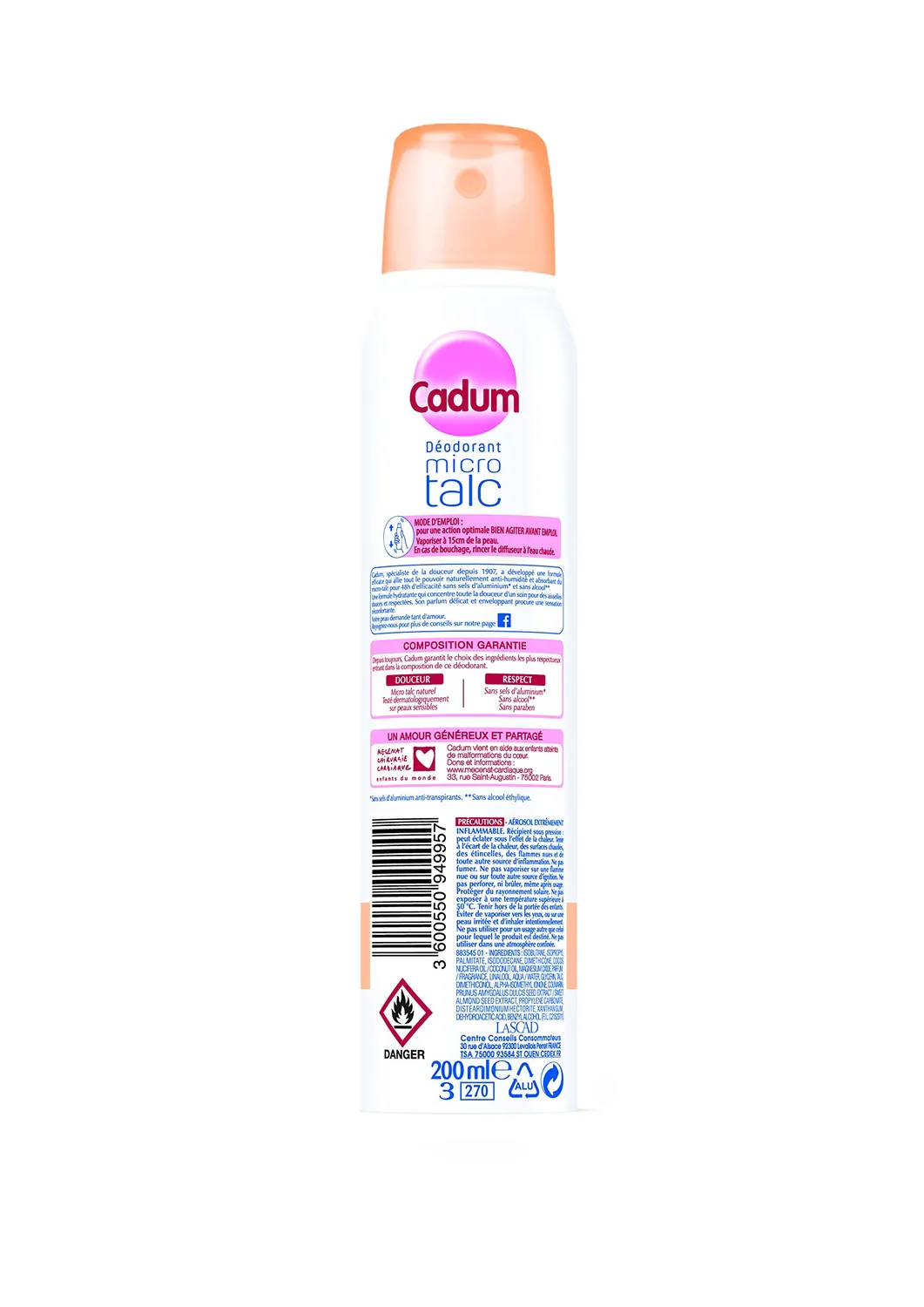 Cadum Douceur de Lait Amande déodorant spray 3x200ml 48h