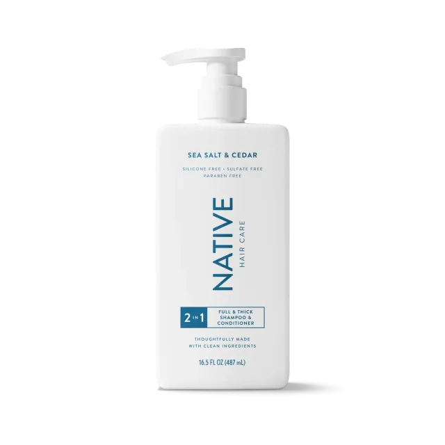 Native Full Thick 2-en-1 shampooing Sea Salt Cedar 16.5oz volume