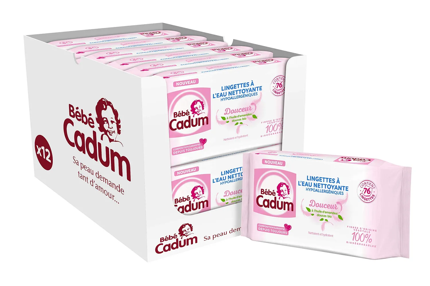 Bébé Cadum Natural Caresse lingettes bébé 8x120 amande douce