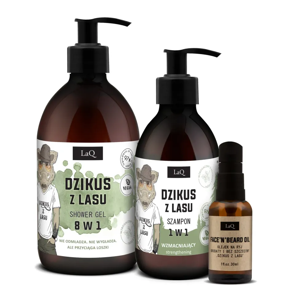 LaQ Dzikus Z Lasu coffret barbe gel + shampoing + huile