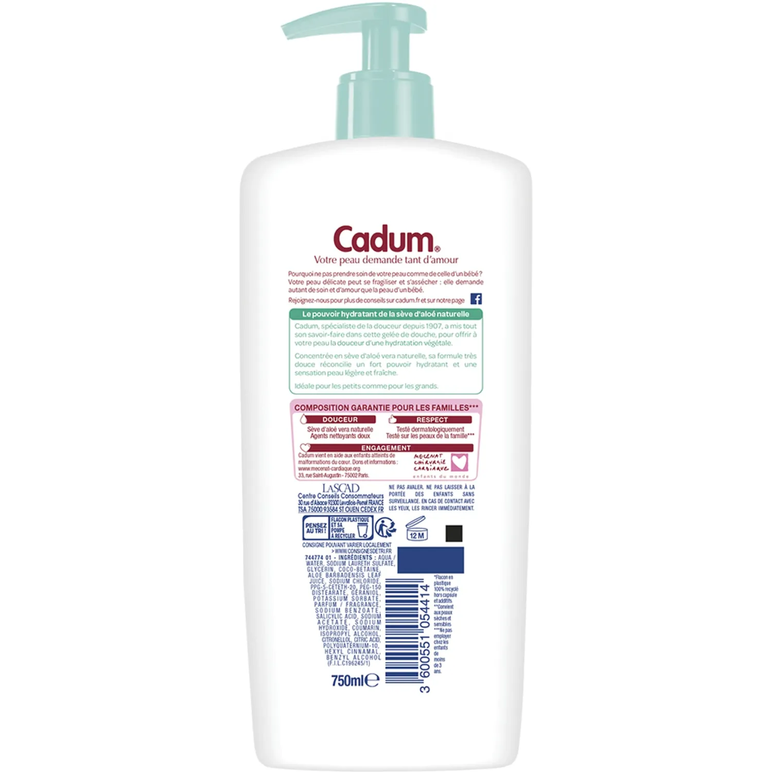 Bébé Cadum Soif d'Aloé gel douche 750 ml aloe vera