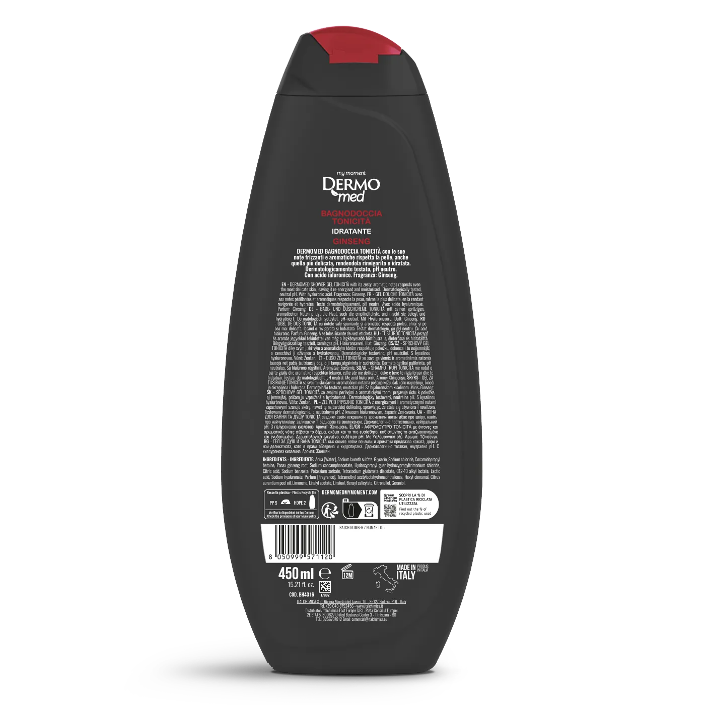 Dermomed Tonicita Ginseng gel douche homme tonifiant