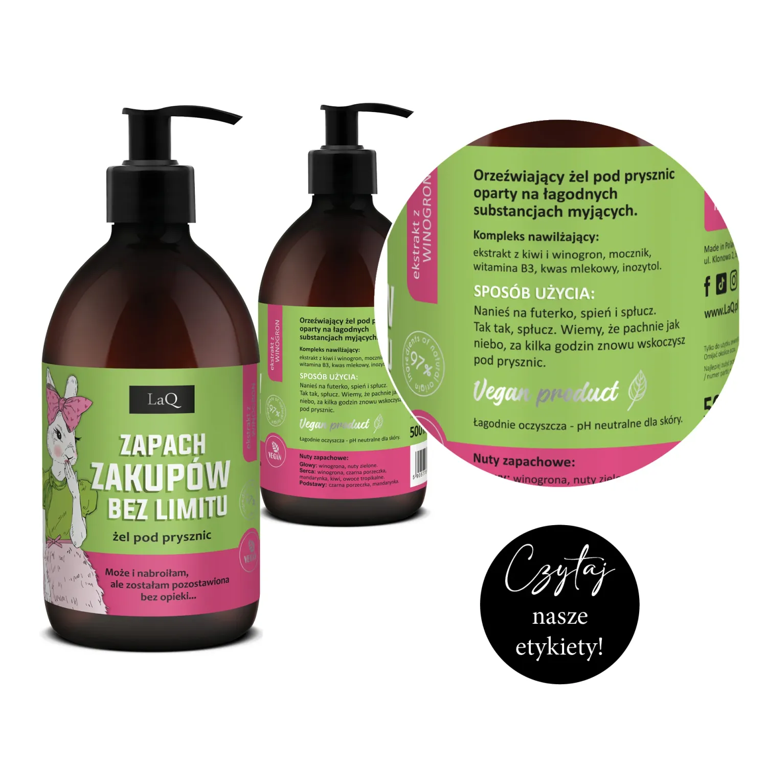LaQ Kiwi et Raisin gel douche 500 ml parfum fruité