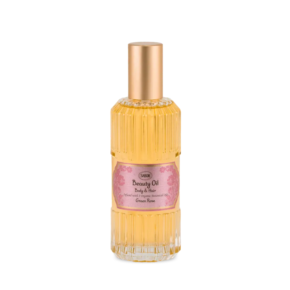 Sabon Green Rose huile sublimatrice 100 ml corps cheveux rose