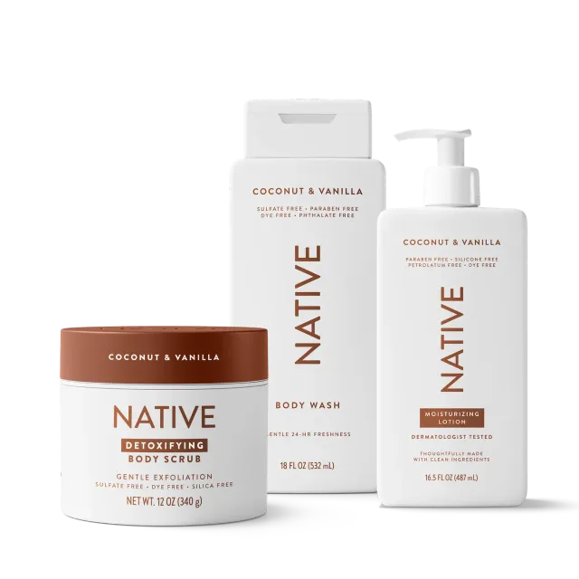 Native Exfoliate Hydrate Trio gommage Coconut Vanilla 3 pcs