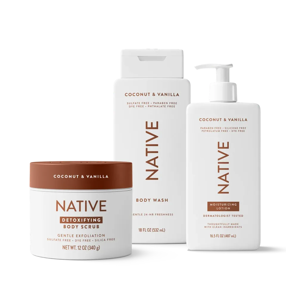Native Exfoliate Hydrate Trio gommage Coconut Vanilla 3 pcs