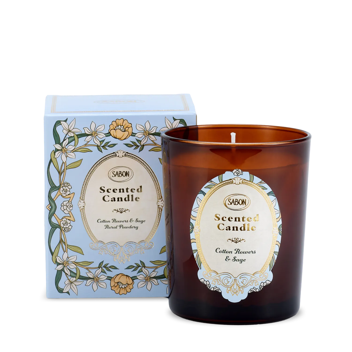 Sabon Cotton Flowers Sage bougie parfumée coton 40 h