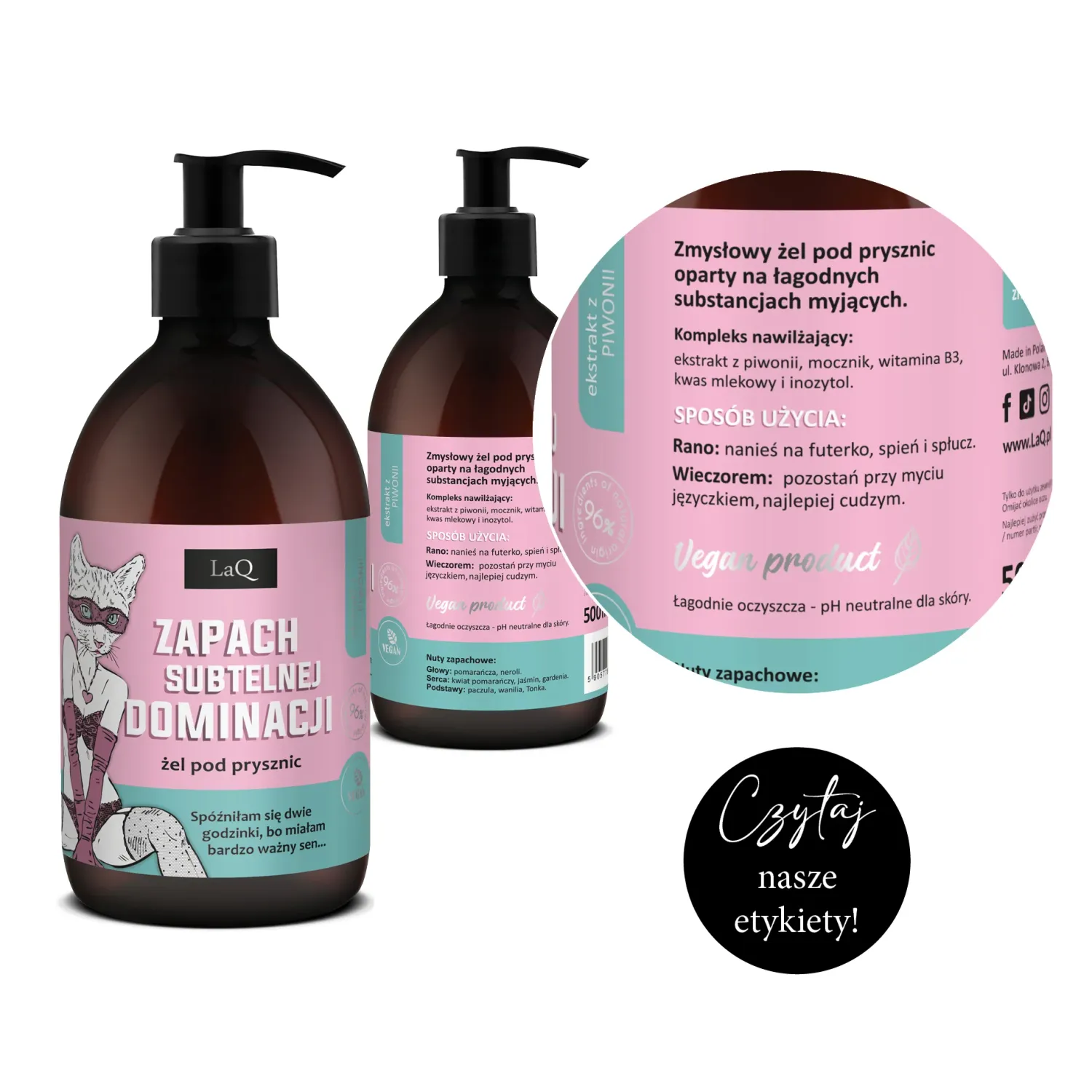 LaQ Peony gel douche 500ml parfum pivoine niacinamide