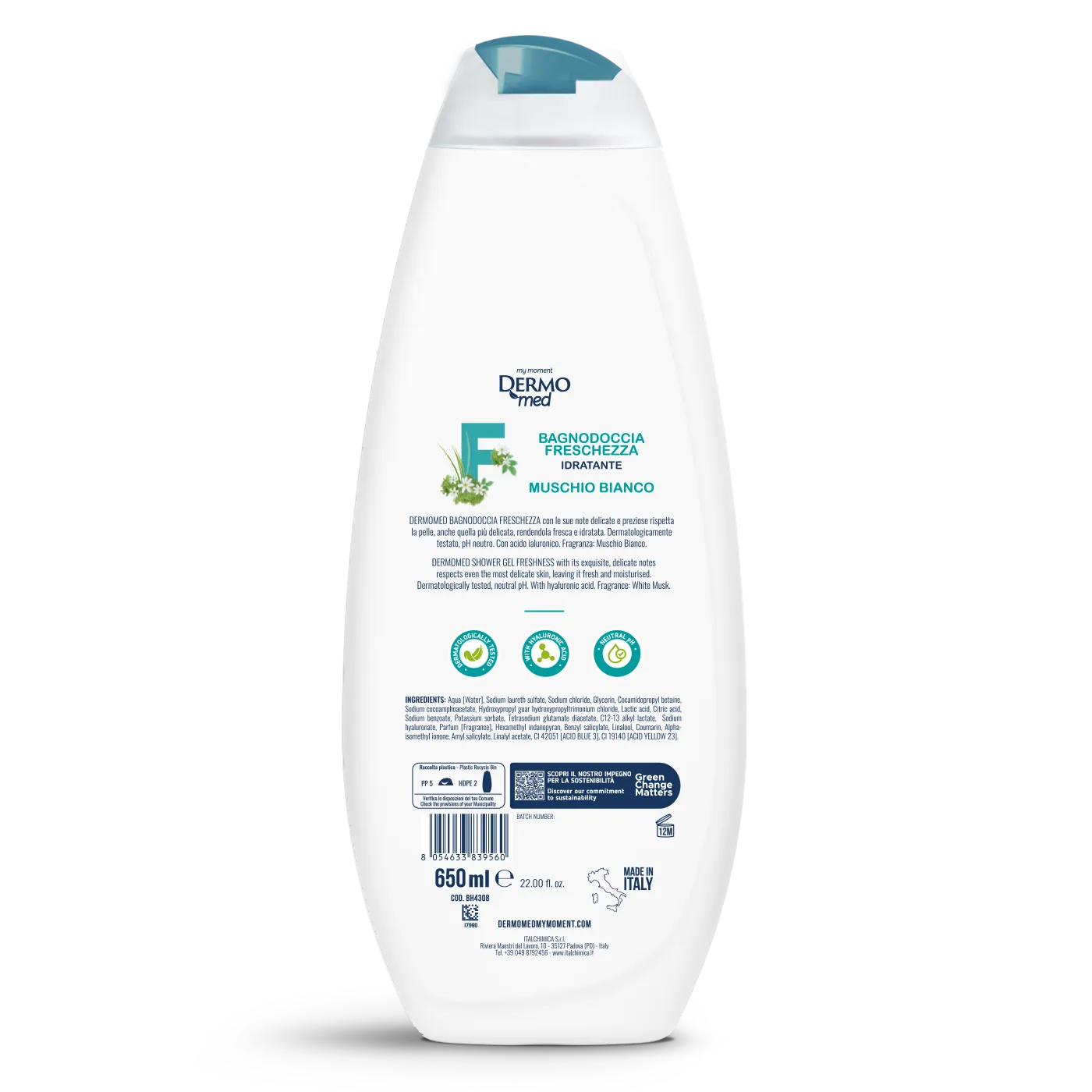 Dermomed Freschezza gel douche musc blanc frais