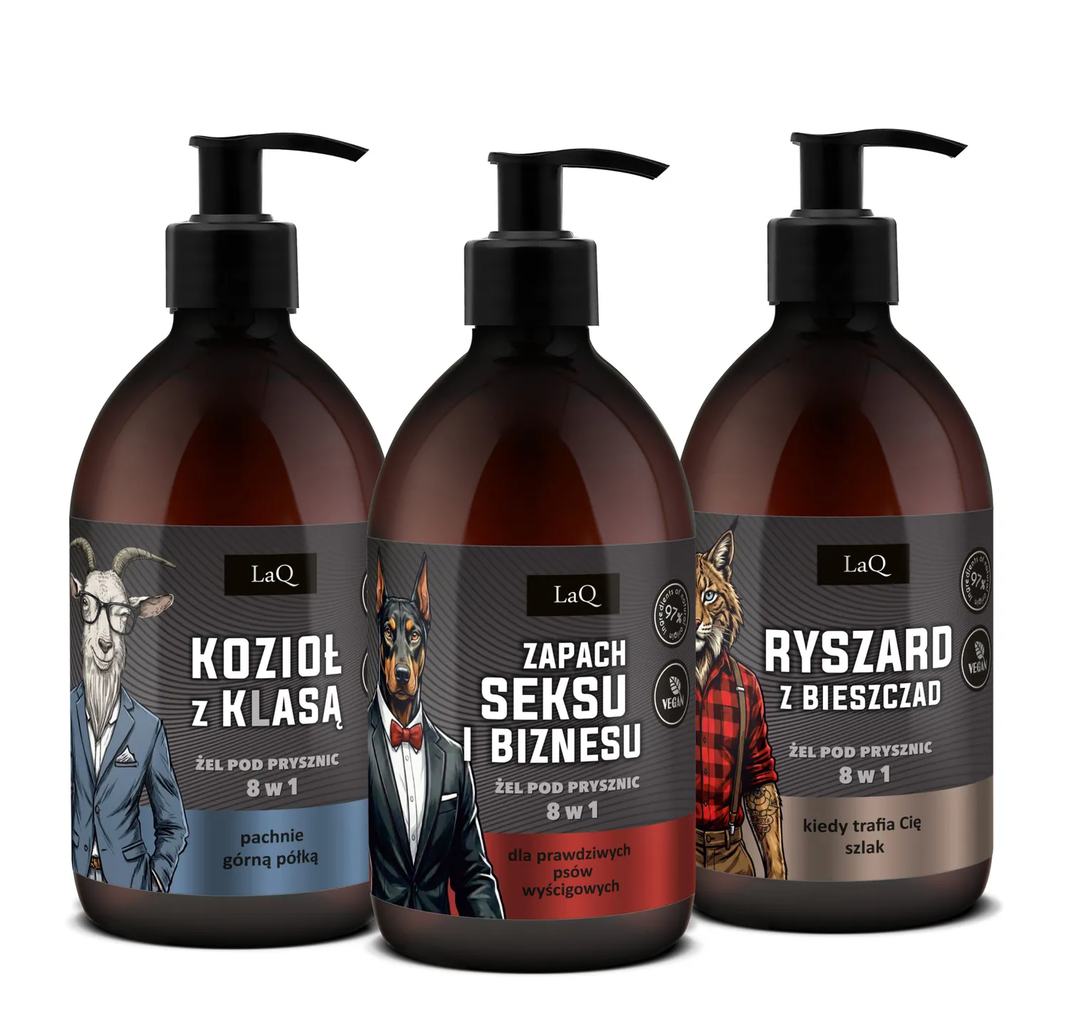 LaQ coffret 3 gels douche homme 3x500 ml parfumés