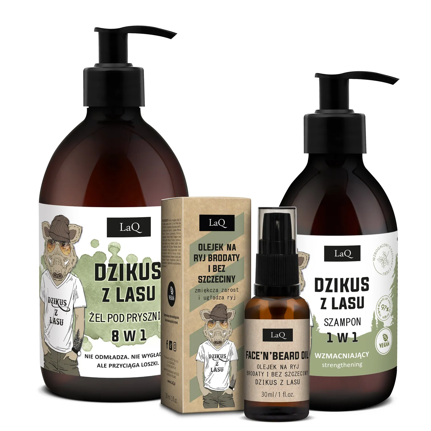 LaQ Dzikus z Lasu coffret barbe gel shampoing huile