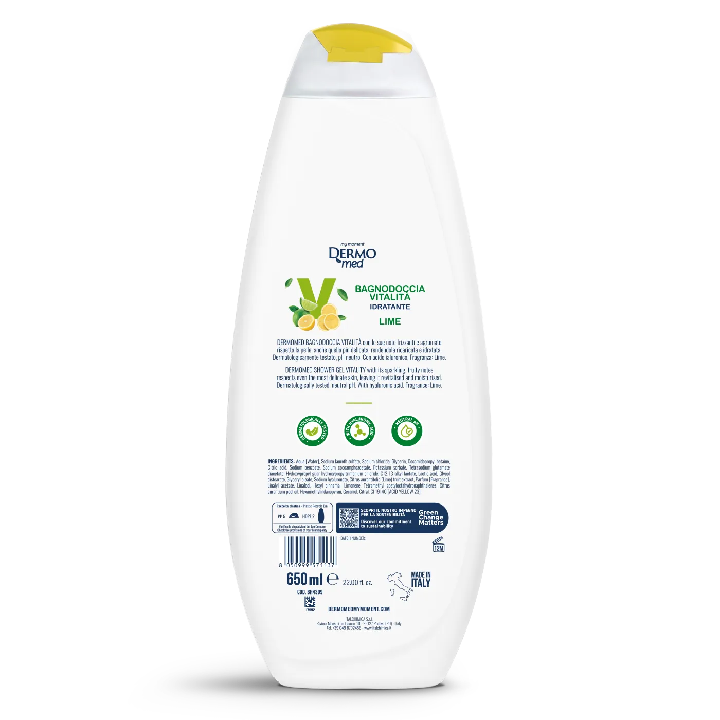 Dermomed Vitalité gel douche lime tonifiant