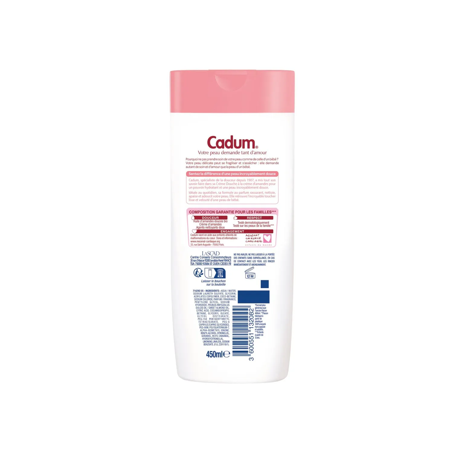 Cadum Surdoux Crème d'amande crème douche 450ml hydratante