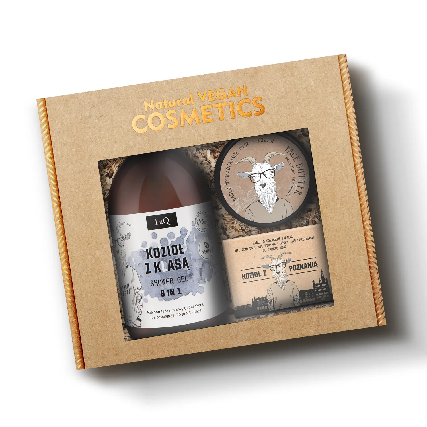 LaQ Gładki Pysk Kozioł coffret homme 3 soins parfum boisé
