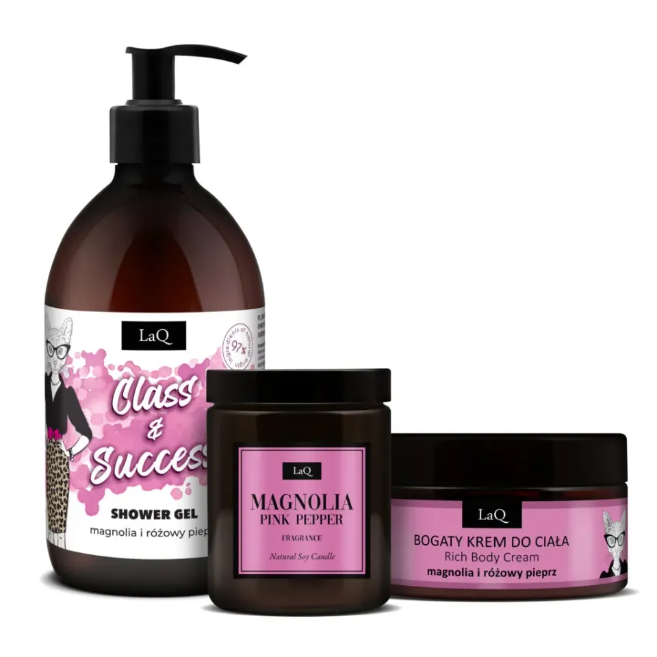LaQ Magnolia coffret spa gel crème bougie soja