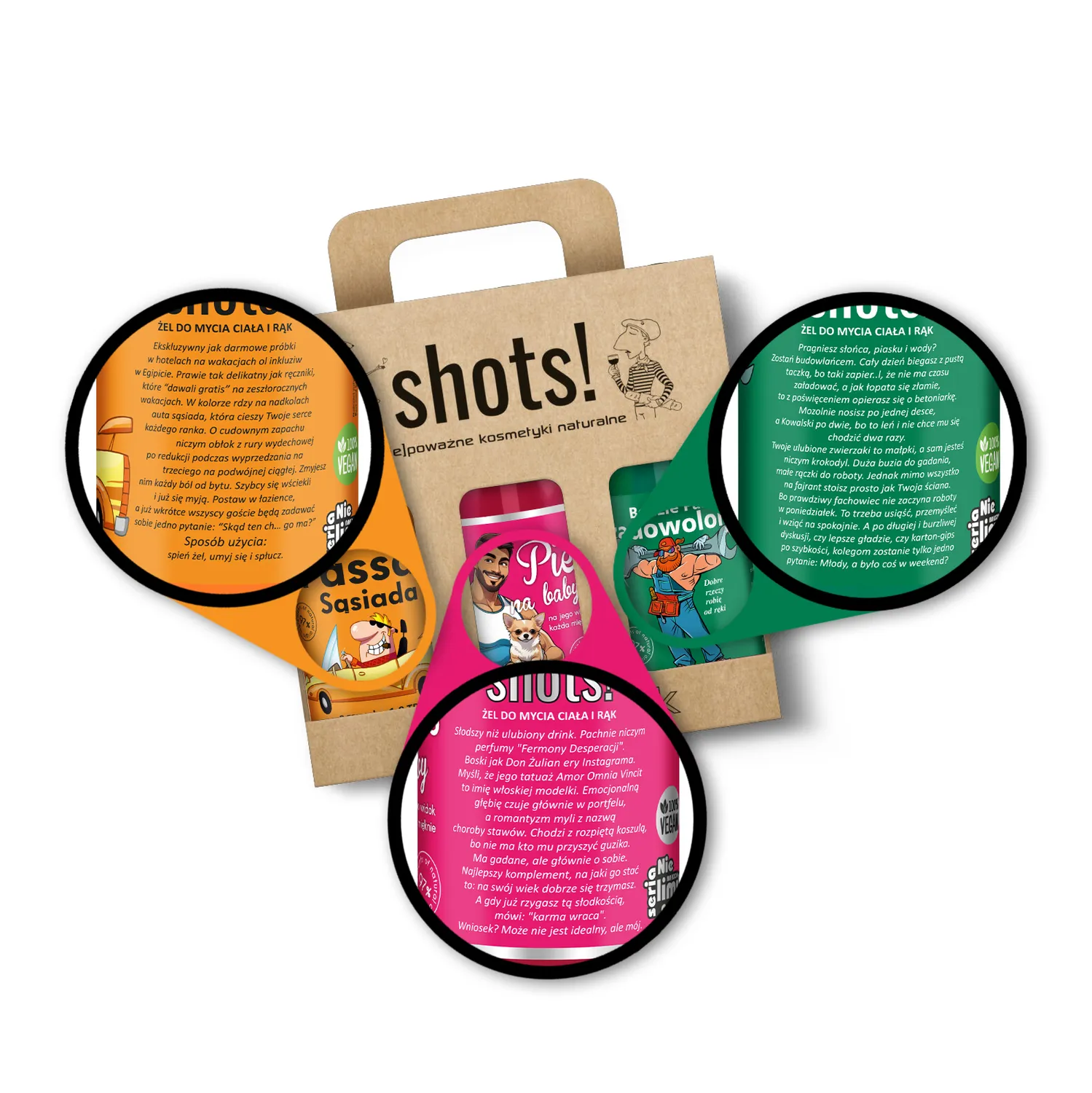 LaQ Shots Clean-Pack gel douche homme 3x500 ml Pies na Baby