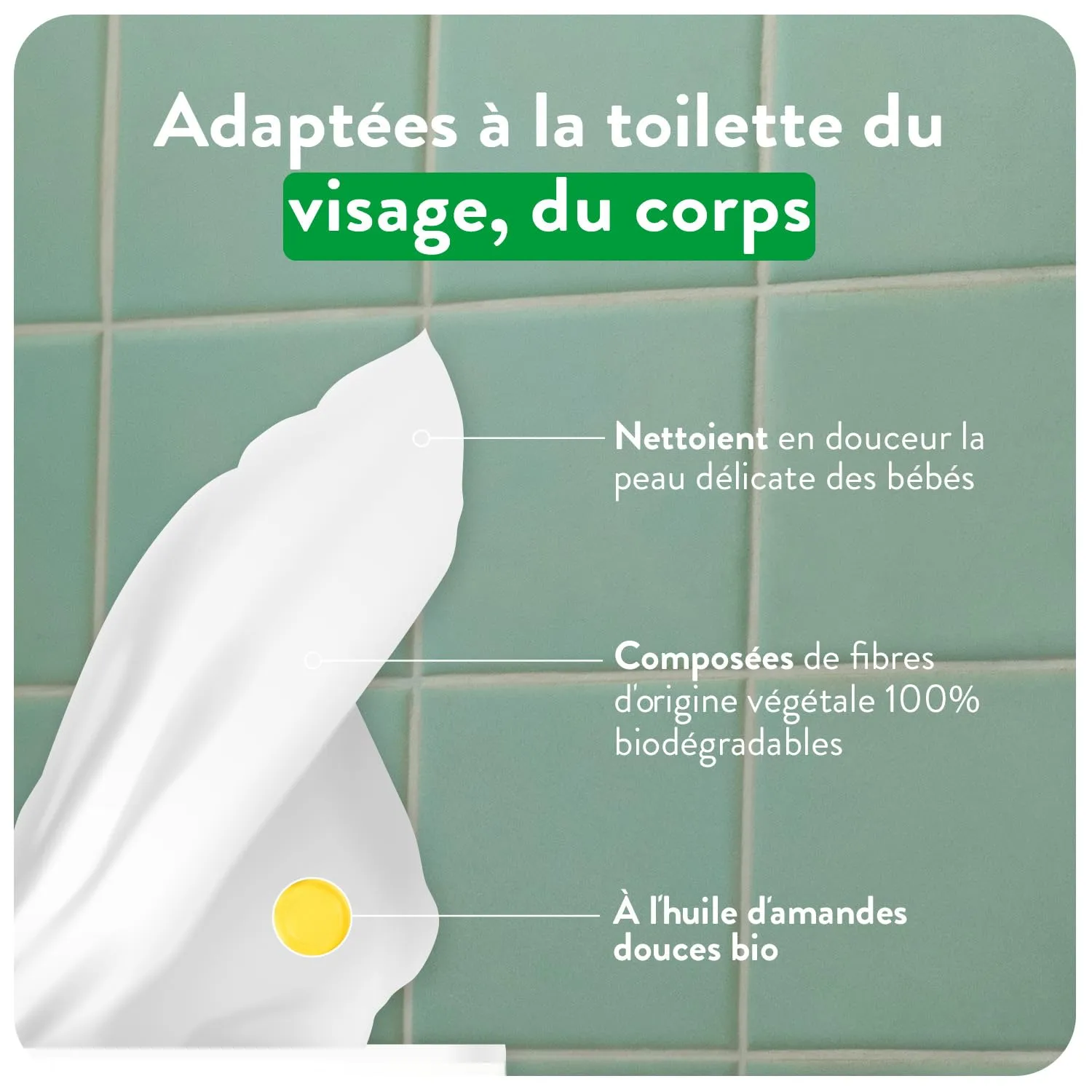 Bébé Cadum Natural Caresse lingettes bébé 8x120 amande douce