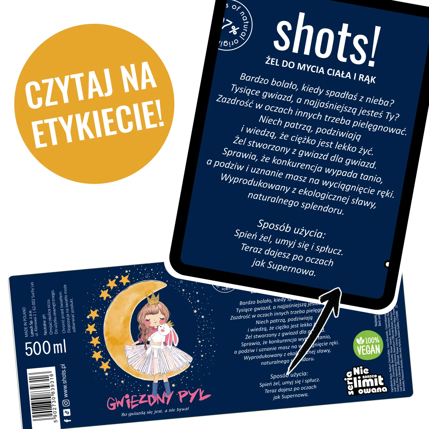 LaQ Shots Stardust gel douche voyage 100 ml plantes