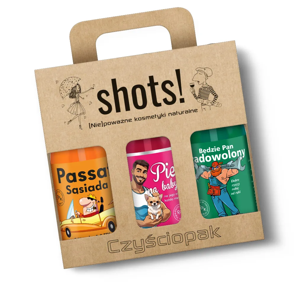 LaQ Shots Clean-Pack gel douche homme 3x500 ml Pies na Baby