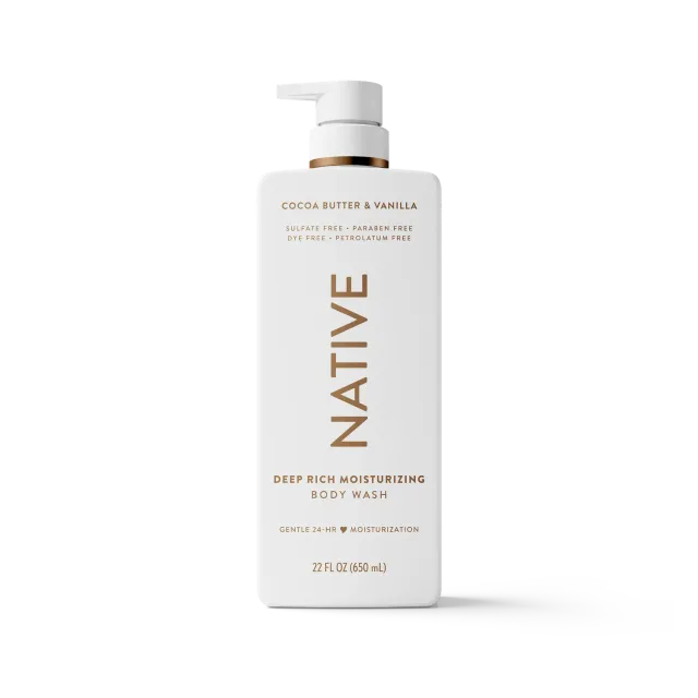 Native gel douche beurre cacao vanille 22oz hydratant