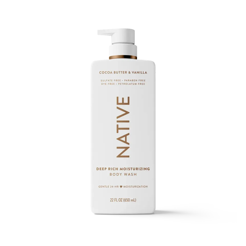 Native gel douche beurre cacao vanille 22oz hydratant