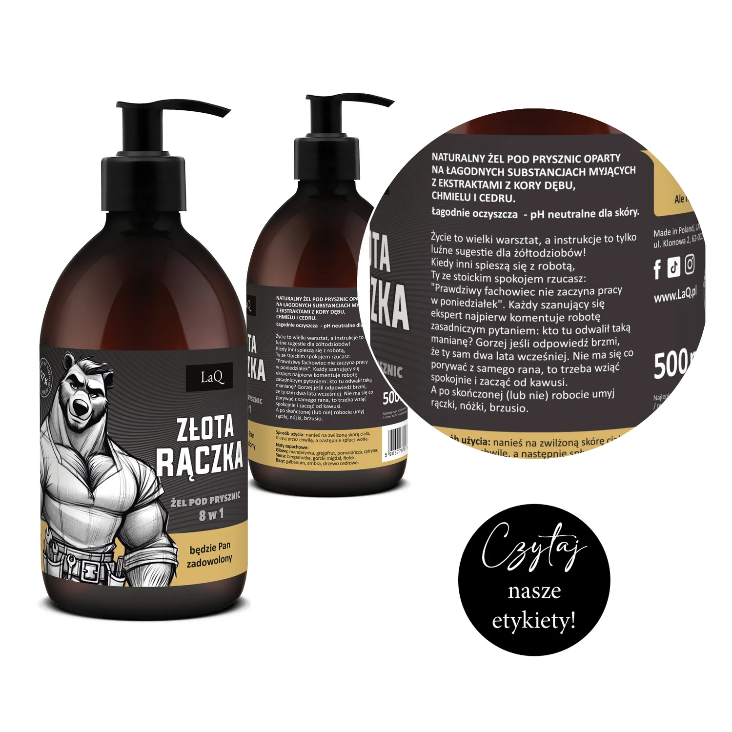LaQ Złota Rączka gel douche homme 8 en 1 500 ml boisé