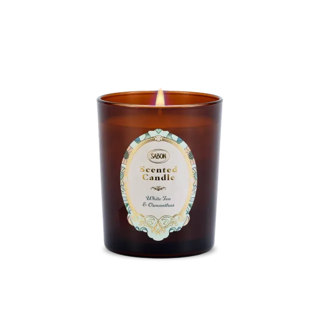 Sabon White Tea Osmanthus bougie parfumée 40h verre