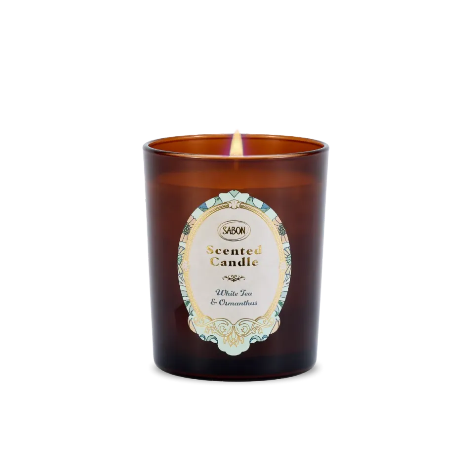 Sabon White Tea Osmanthus bougie parfumée 40h verre