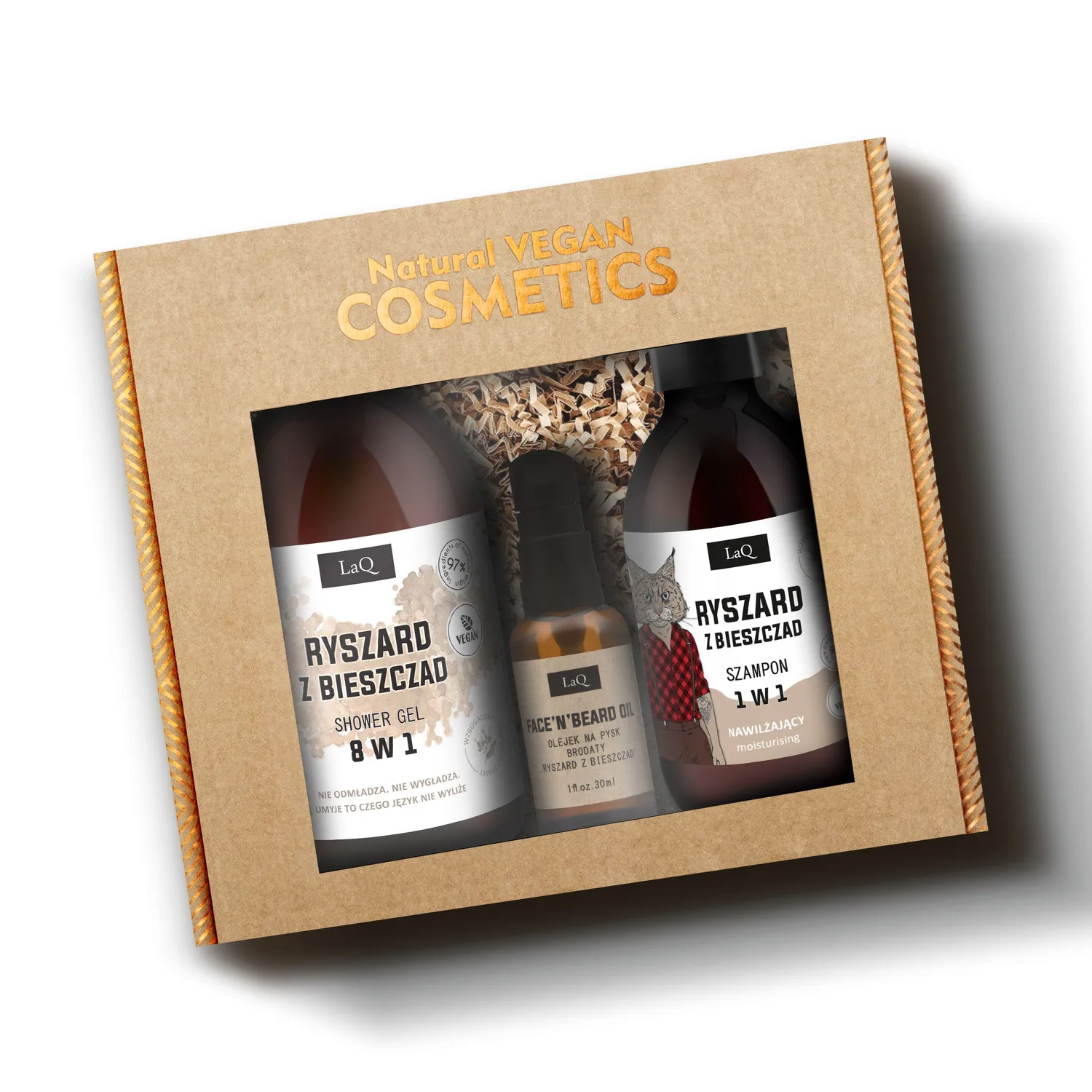 LaQ Ryszard coffret barbe gel shampoing huile 3 pièces