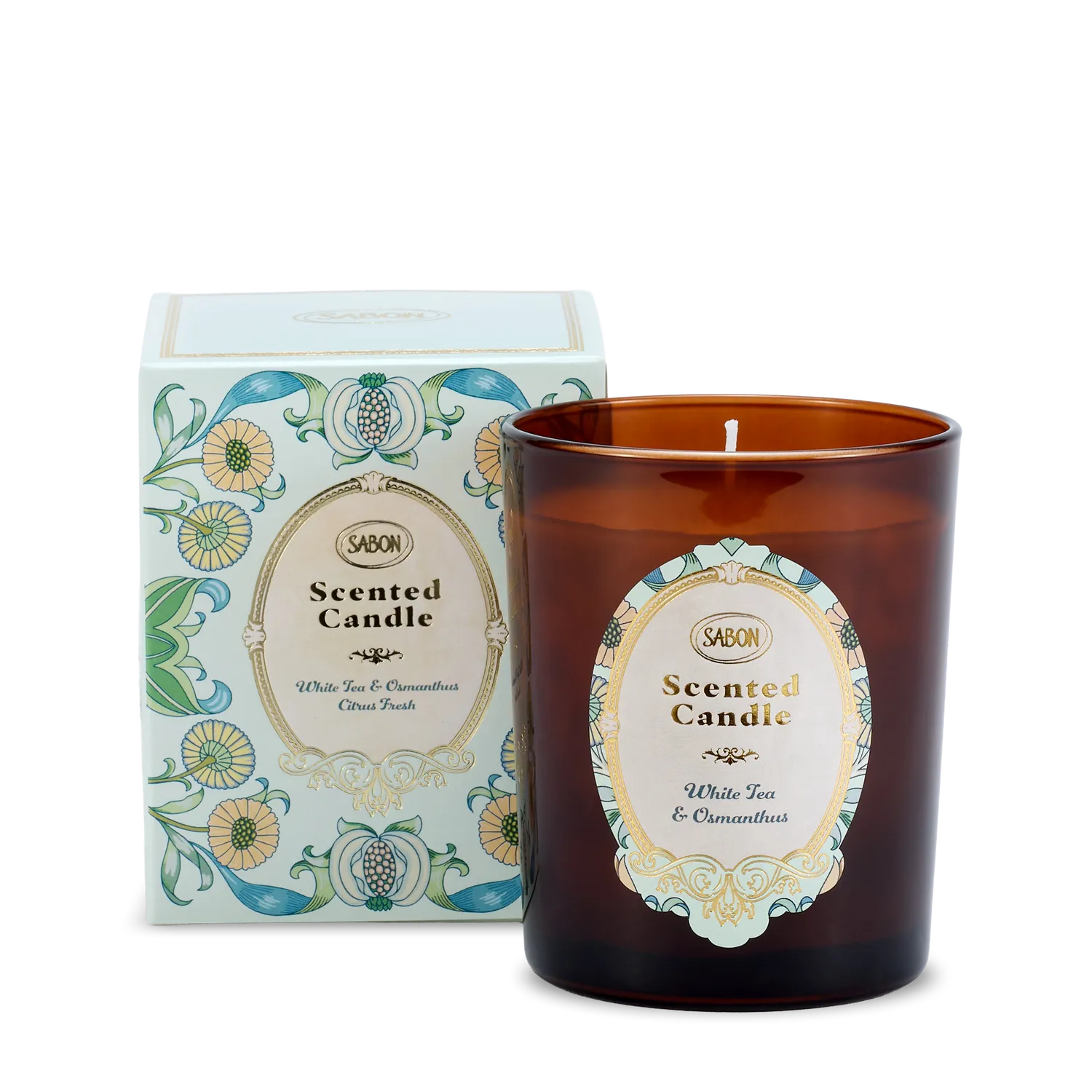 Sabon White Tea Osmanthus bougie parfumée 40h verre