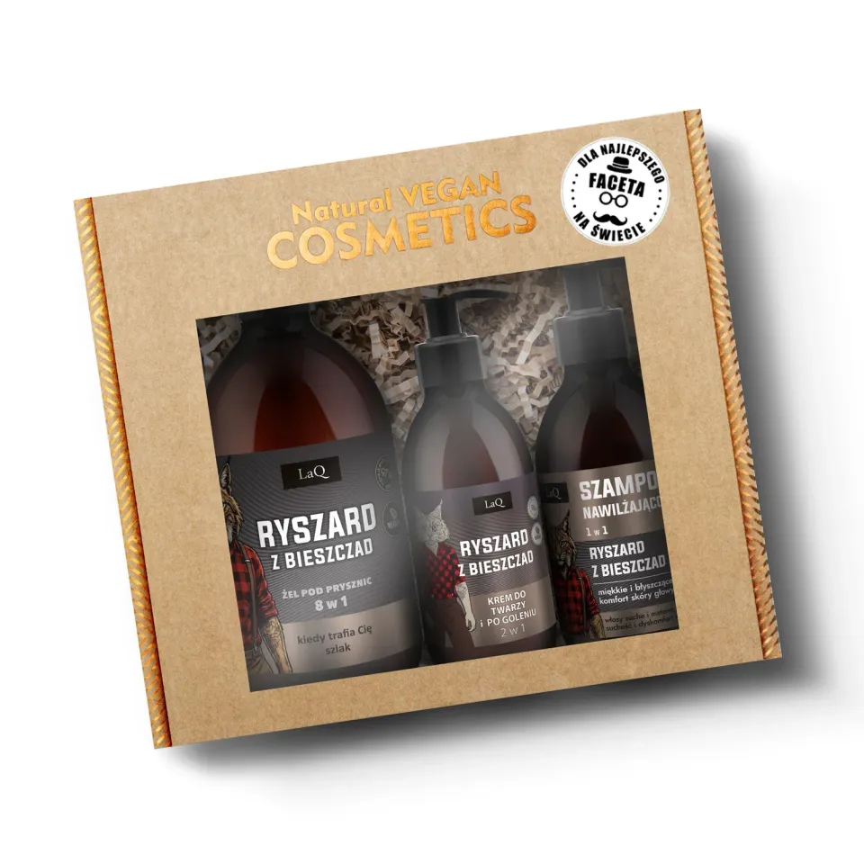 LaQ Ryszard z Bieszczad coffret homme gel shampoing balsam + sticker