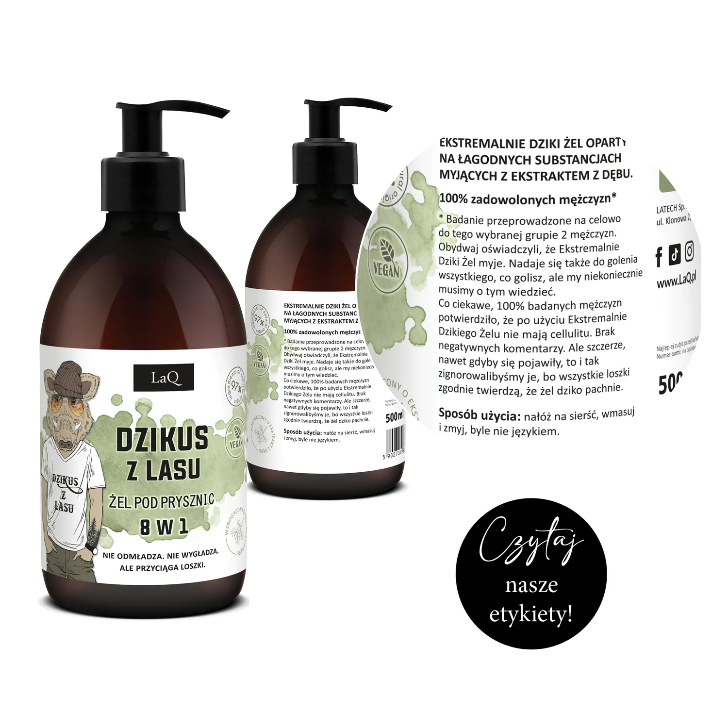 LaQ Dzikus z Lasu 8 en 1 gel douche homme 500 ml vegan