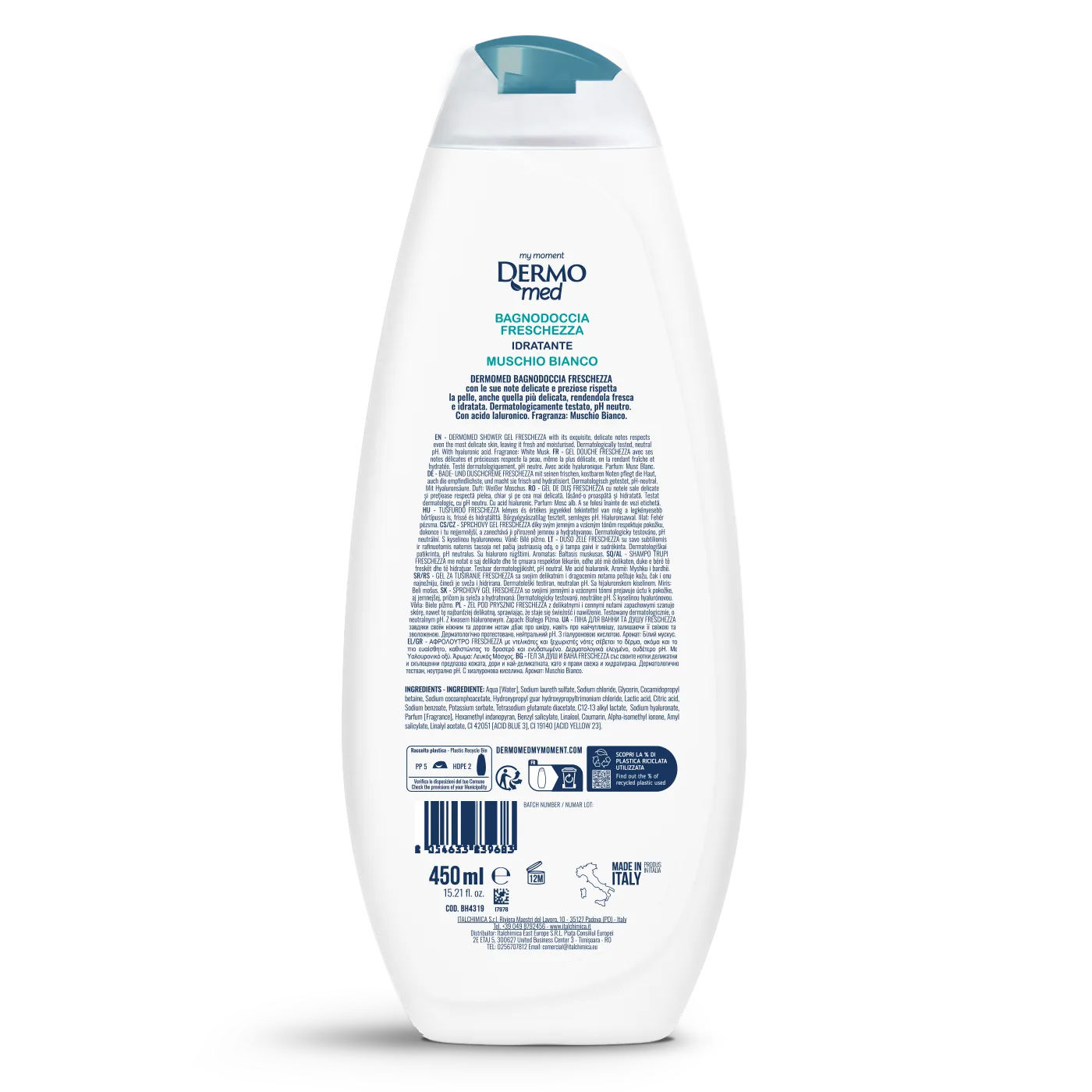 Dermomed Freschezza gel douche musc blanc frais