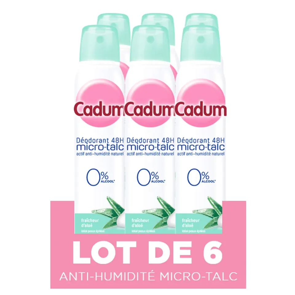 Cadum Micro Talc Lait d'Aloé déodorant spray 6x200ml 48h