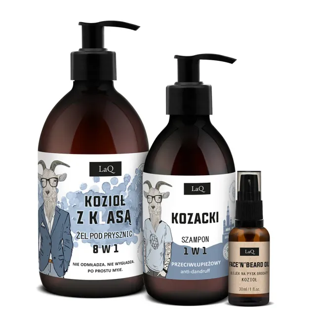 LaQ Kozioł Z Klasą coffret barbe gel + shampoing + huile