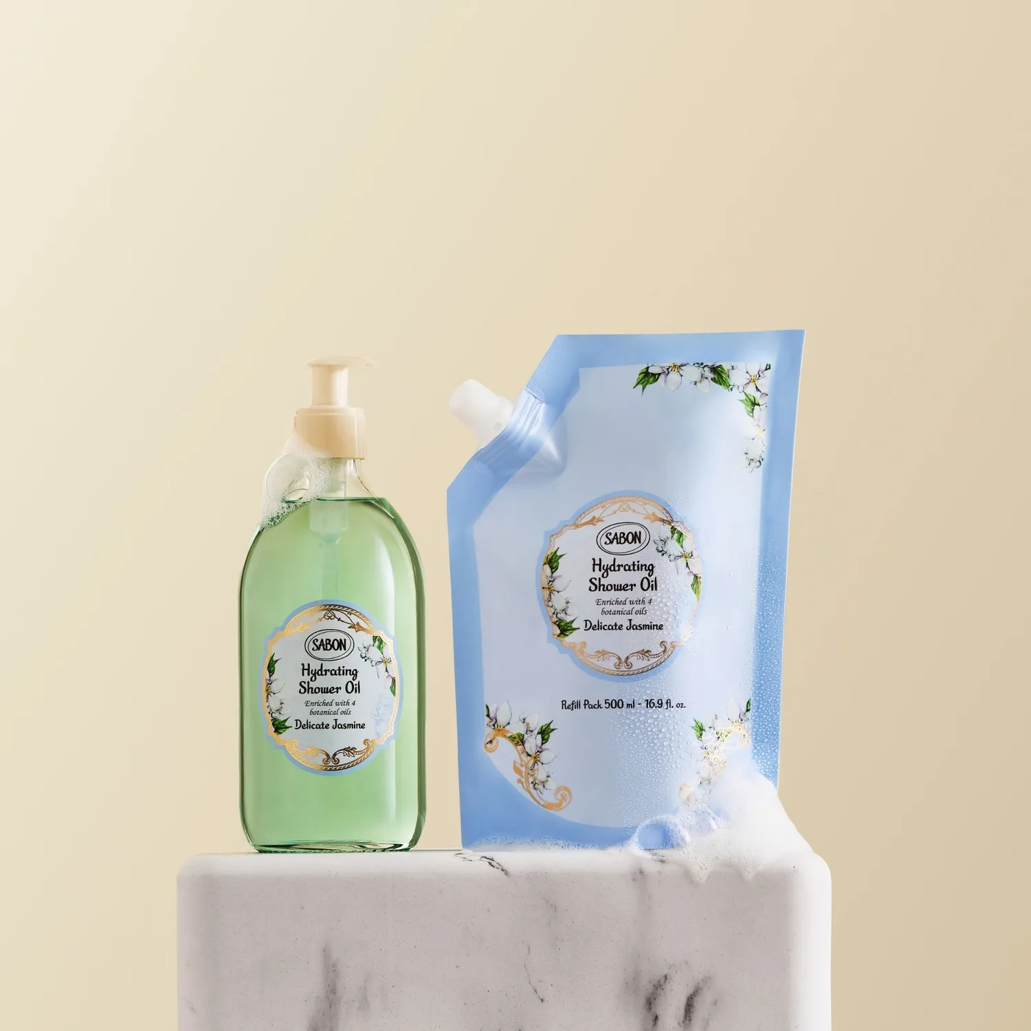 Sabon Delicate Jasmine huile de douche recharge 500 ml hydratante
