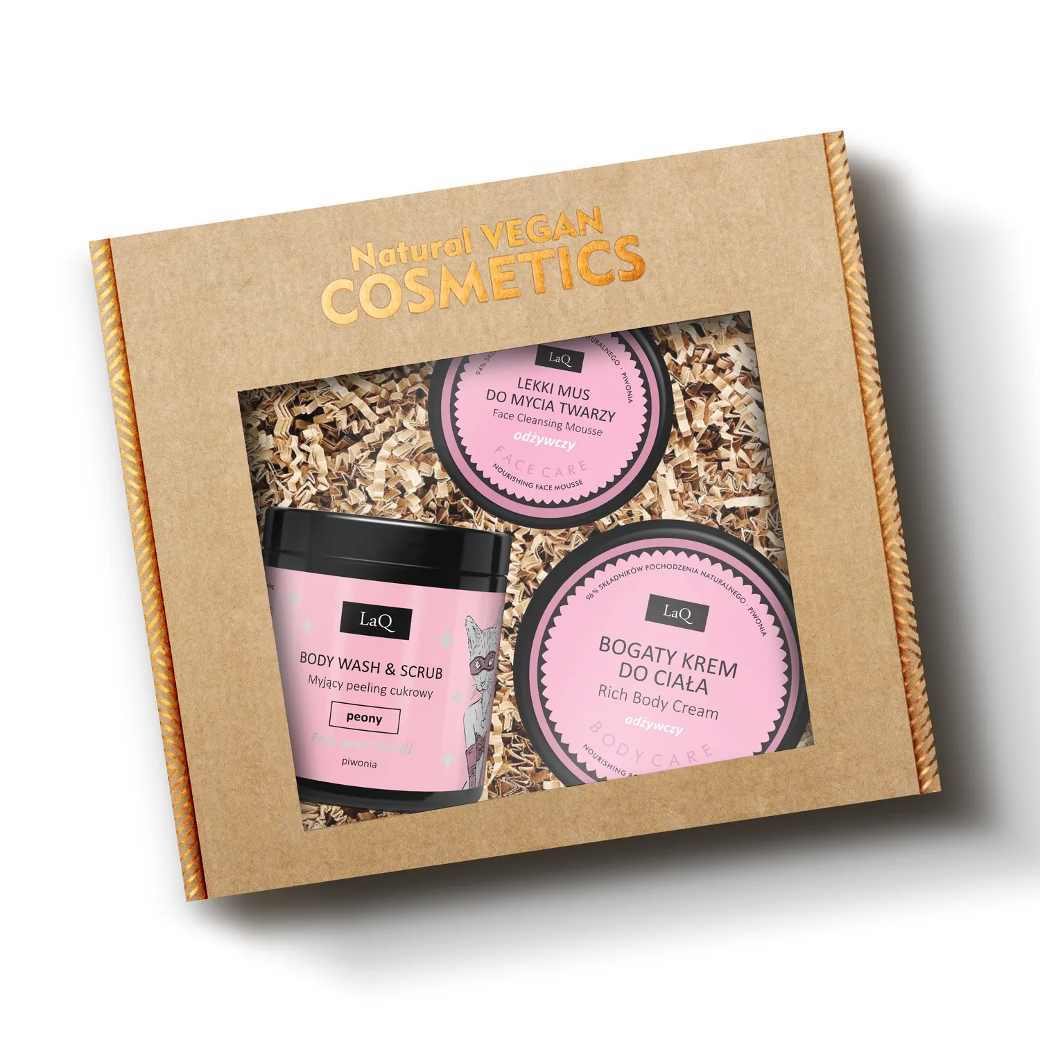 LaQ Pivoine coffret gommage + crème + mousse pivoine