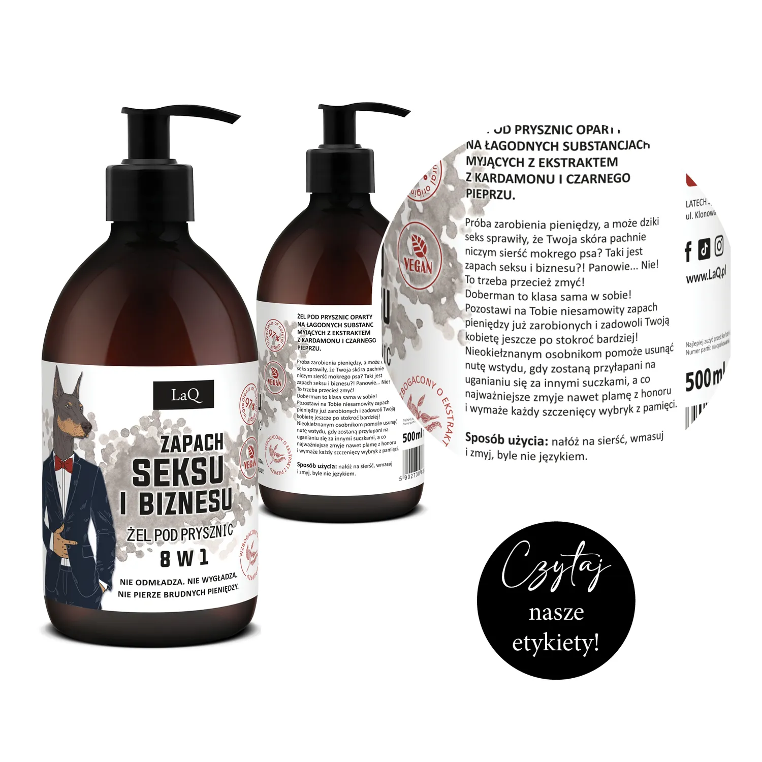 LaQ Sex Business 8 en 1 gel douche homme 500 ml parfum boisé