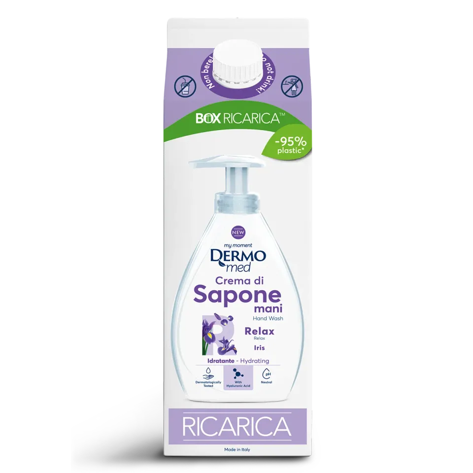 Dermomed Relax box recharge savon mains iris