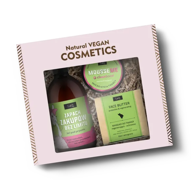 LaQ Kiwi Winogrona coffret soin visage gel douche fruity