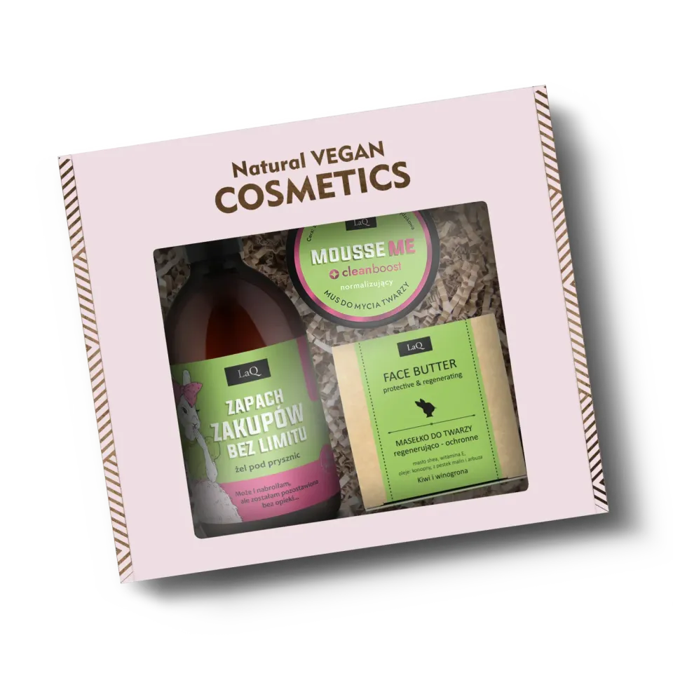 LaQ Kiwi Winogrona coffret soin visage gel douche fruity