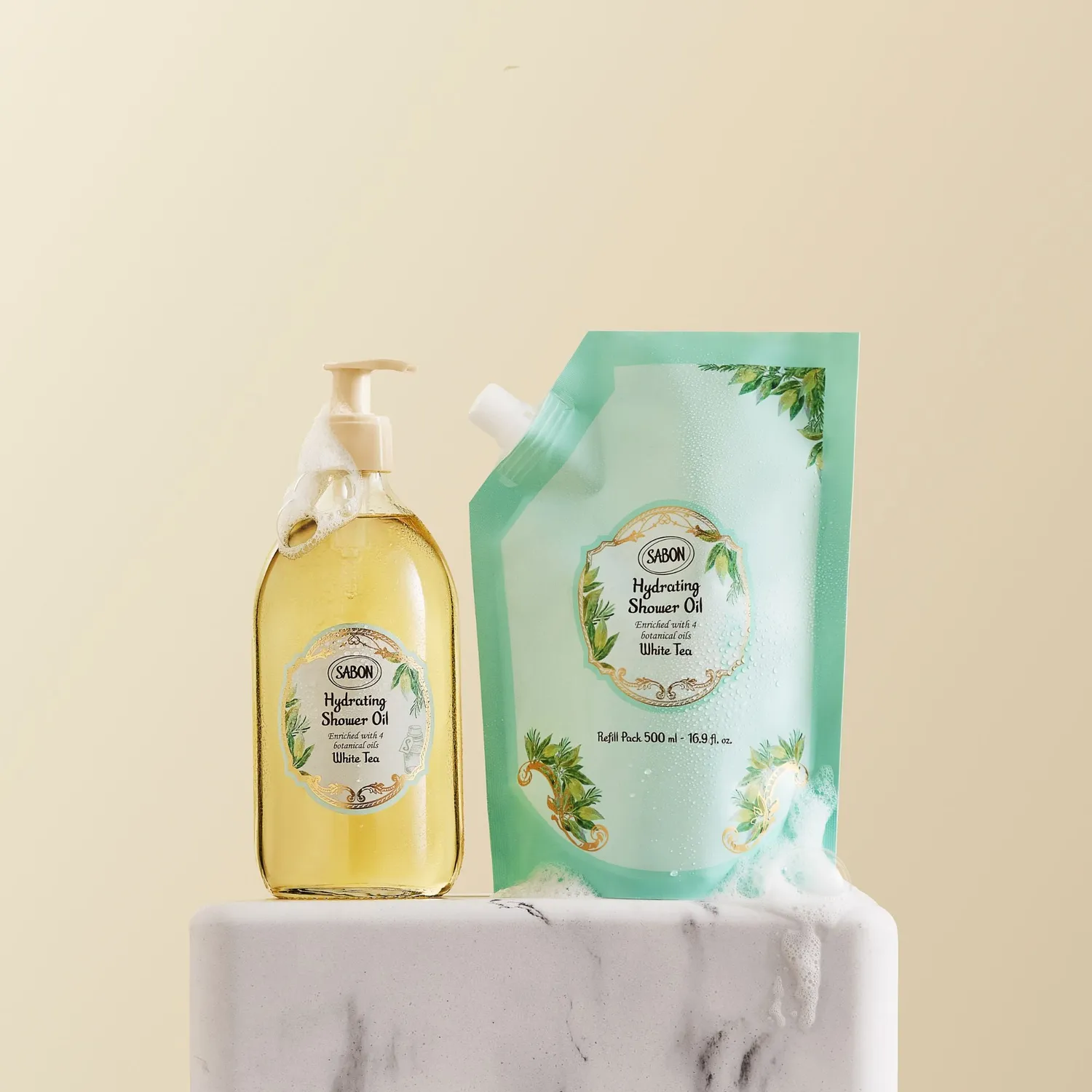 Sabon White Tea recharge huile de douche 500 ml douce