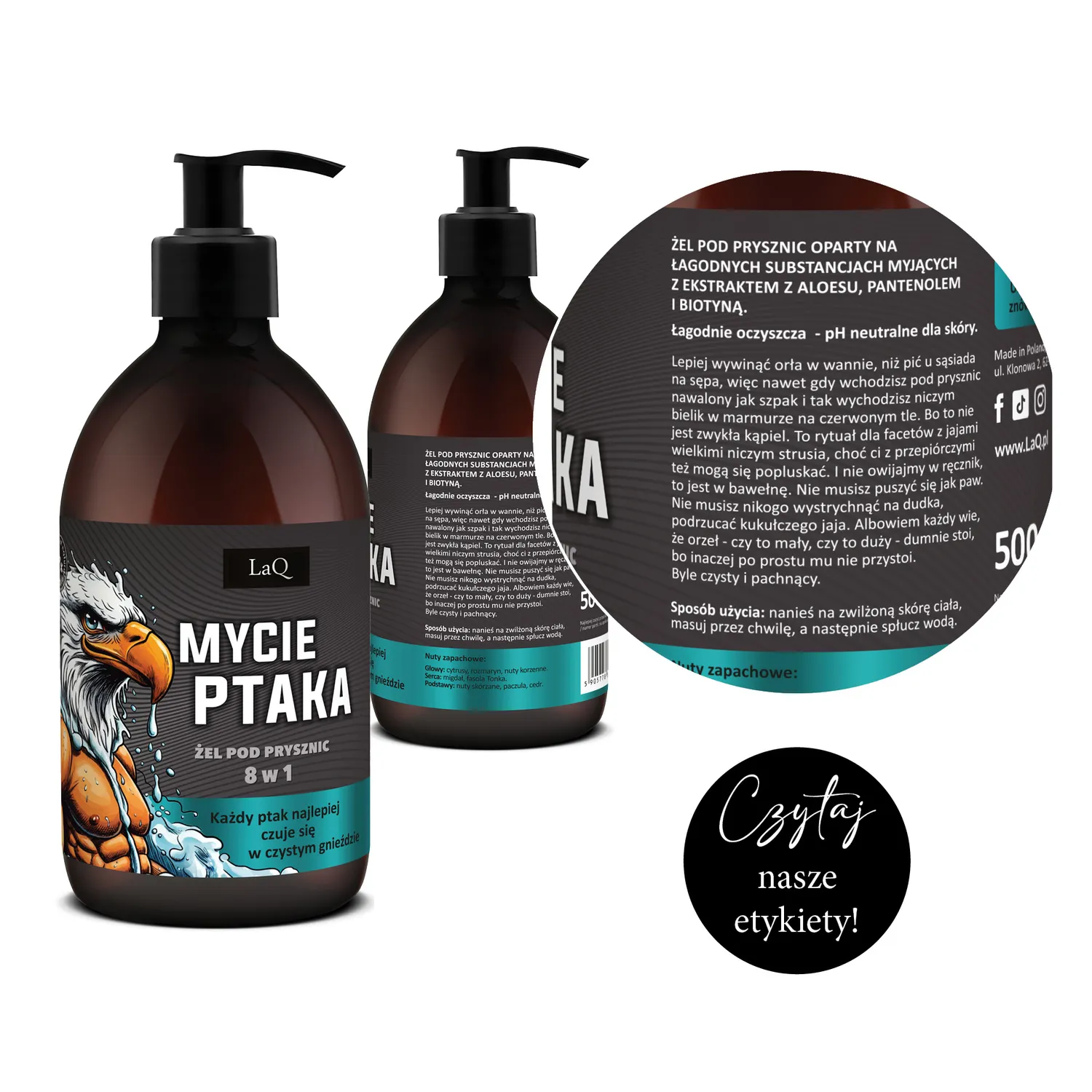 LaQ 8-en-1 Mycie Ptaka gel douche homme 500 ml