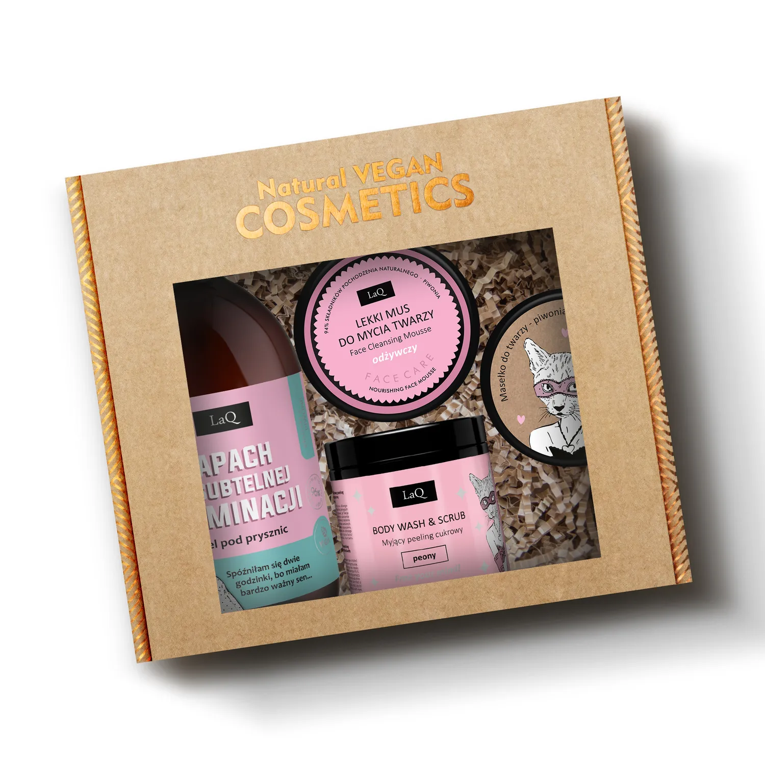 LaQ Peony coffret soin femme gommage + mousse + beurre