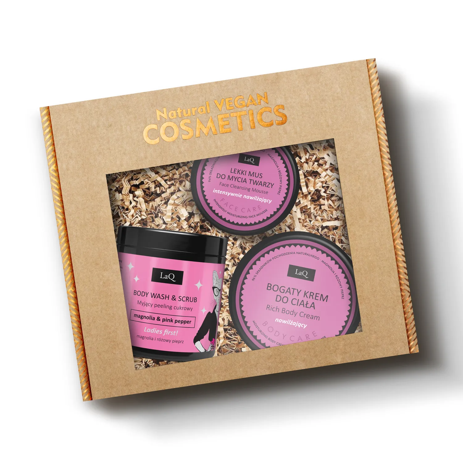 LaQ Magnolia coffret gommage corps 3 soins poivre rose lissant